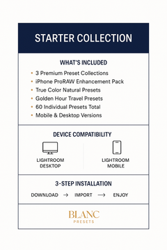 Lightroom Presets Bundle - Starter Collection | iPhone & Desktop Mobile Photography Presets for Beginners